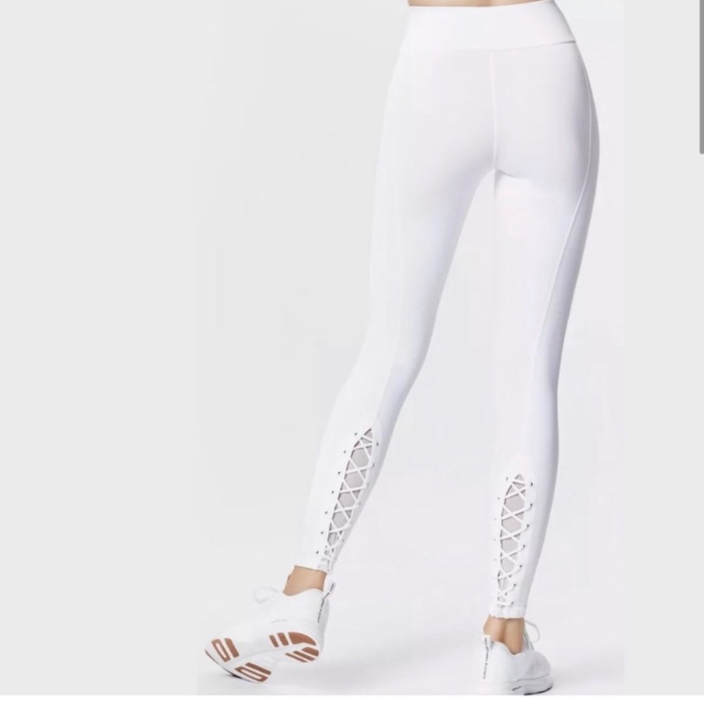 Carbon 38 White Lace Up 7/8 Leggings- Size S